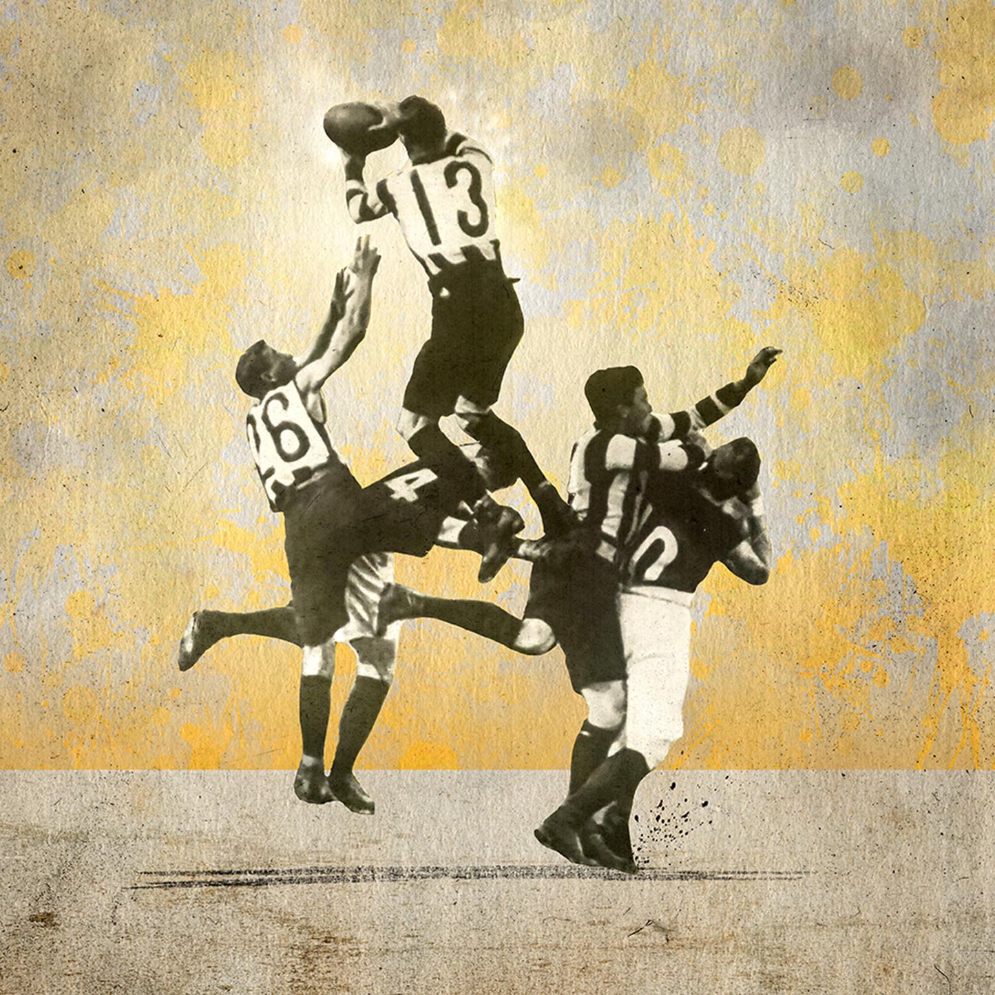 Heroic moment of Dick Lee’s mark reimagined in high-contrast style — ideal for collectors and fans of bold football artwork