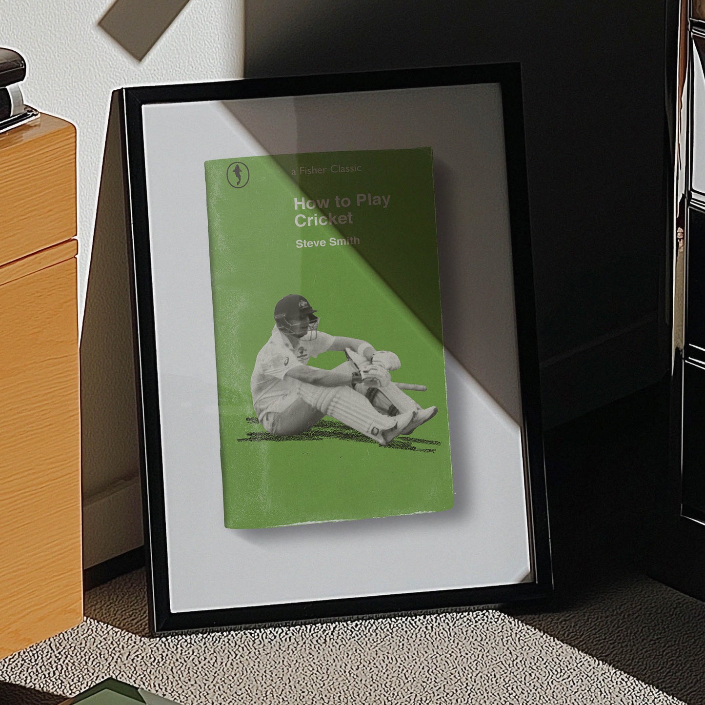 Steve Smith cricket art styled in a contemporary man cave
