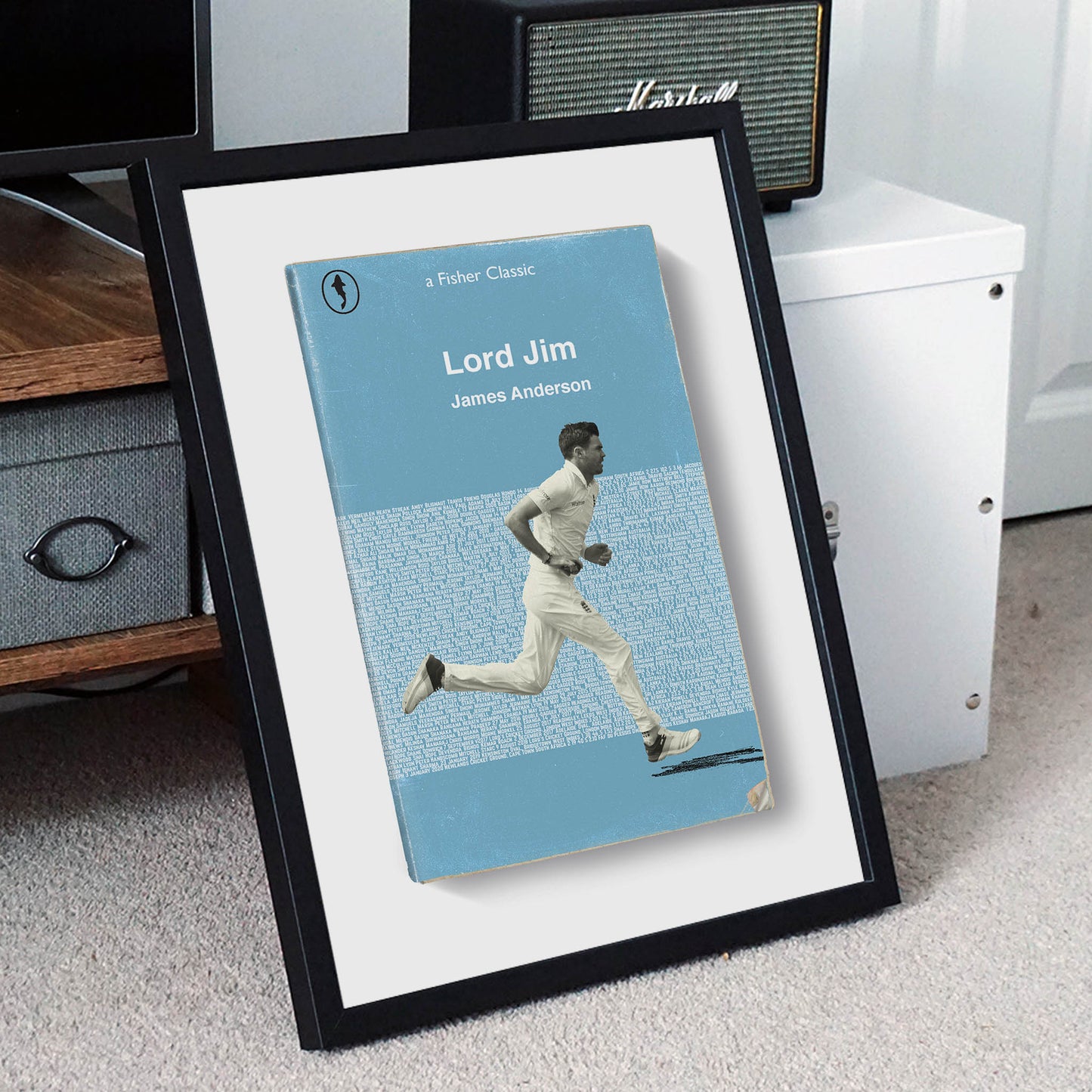 Side view of framed James Anderson print ‚ classic man cave wall art
