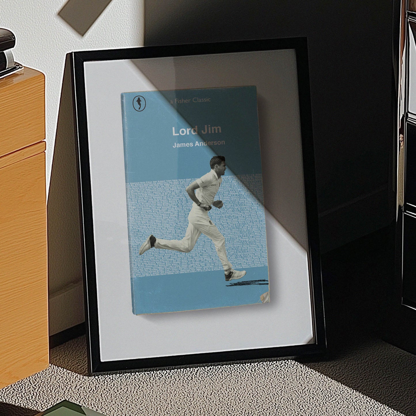 Studio-shot of James Anderson framed artwork ‚ premium cricket wall art