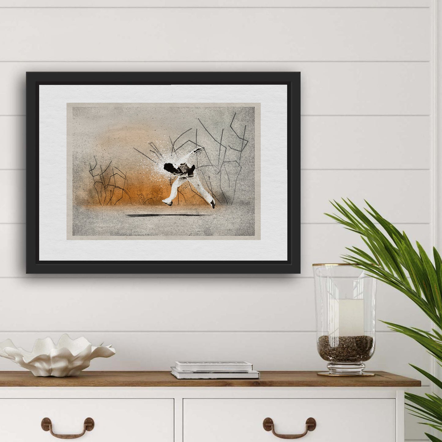 Making of a Fast Bowler print in bold display frame – elevate your prints shop collection