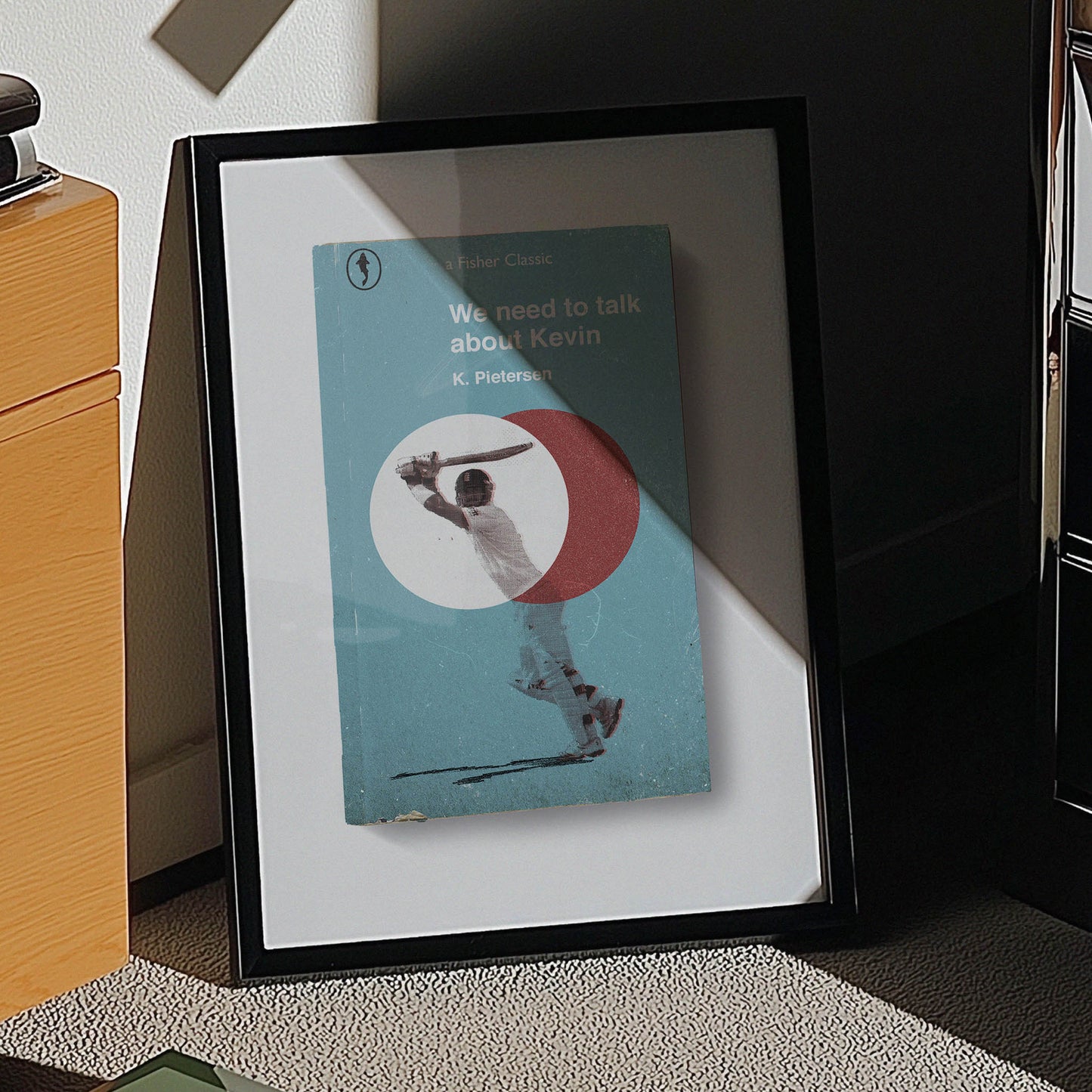 Kevin Pietersen cricket print styled inside a cool man cave space