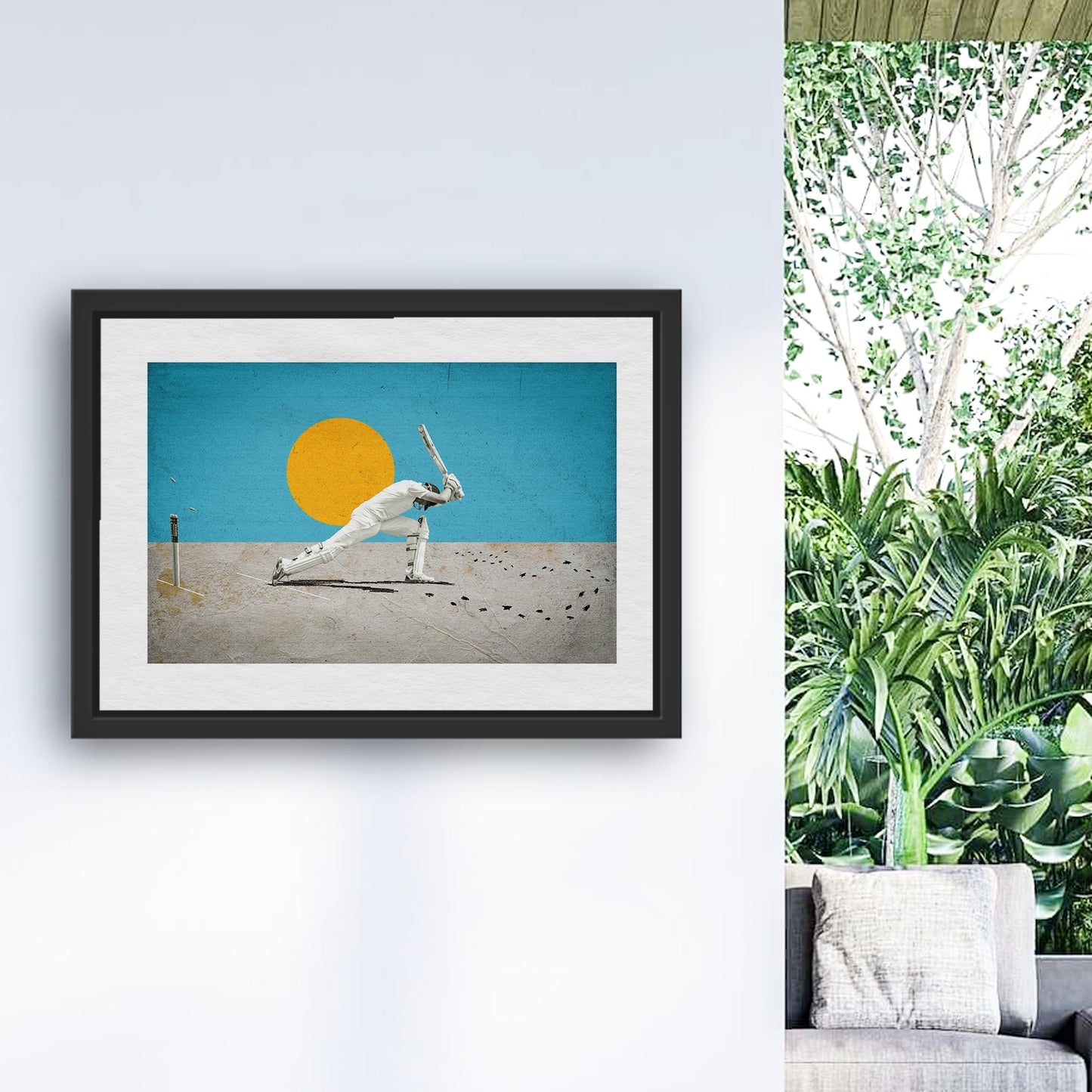Premium framed cricket print – Willowman in bold black frame