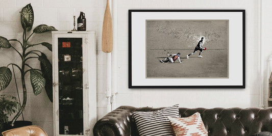 wall art in a stylish setting for a man cave - fisher classics sports art