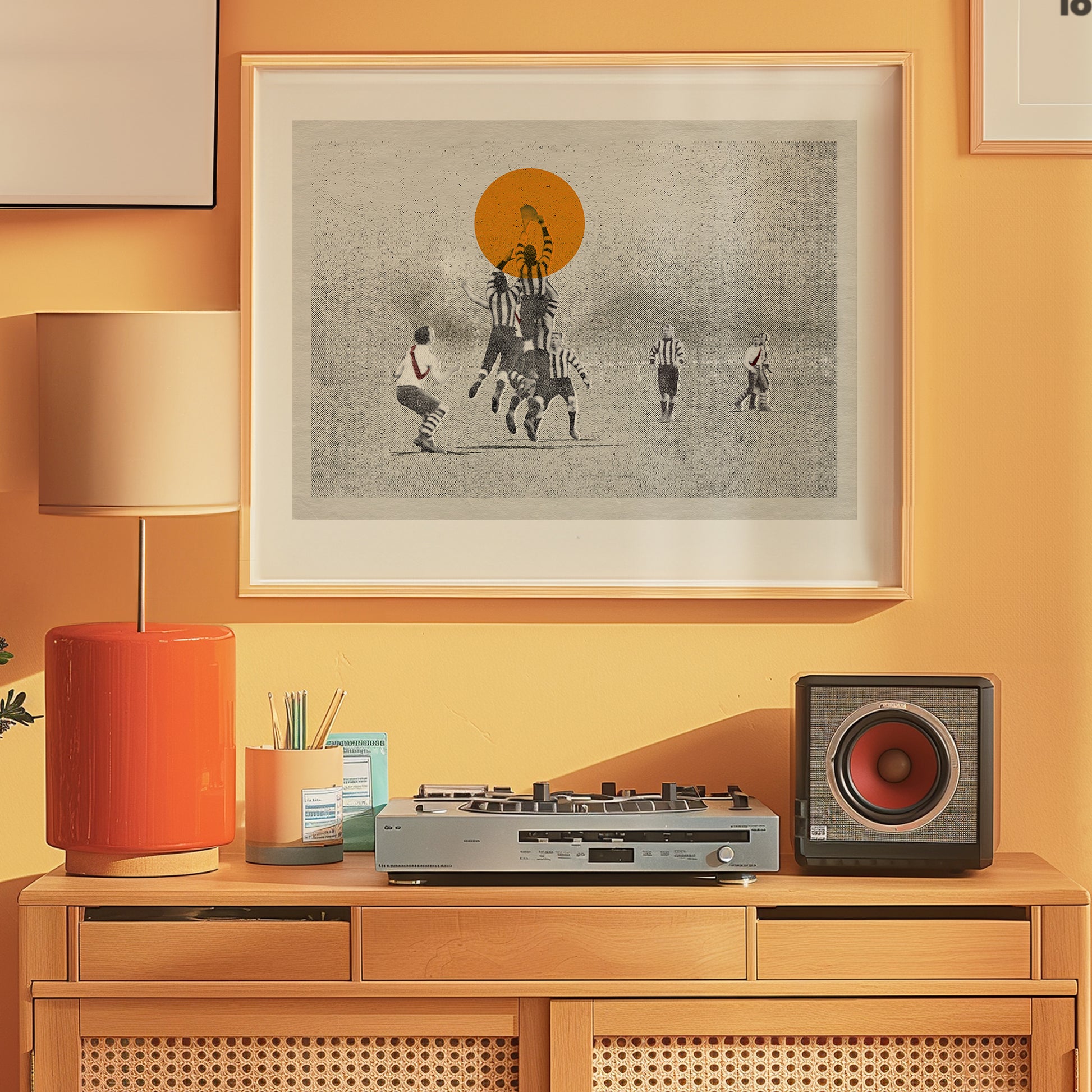 The Aerialists – cool man cave framed sports artwork | Fisher Classics