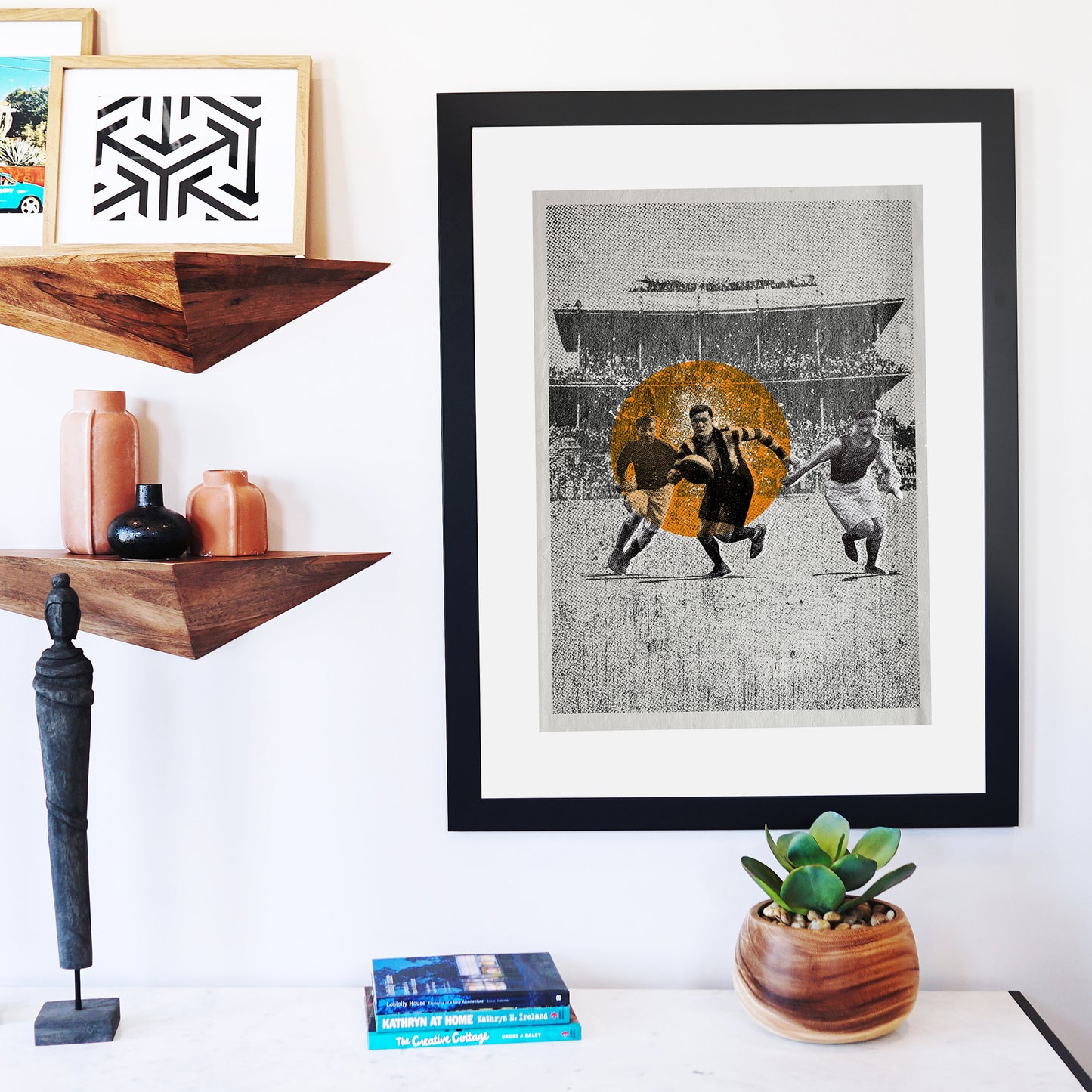 Chase – modern man cave wall art featuring football | Fisher Classics