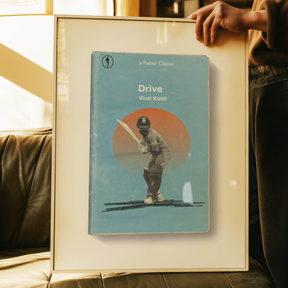 Close-up of vintage-style Virat Kohli artwork ‚ handcrafted sports print