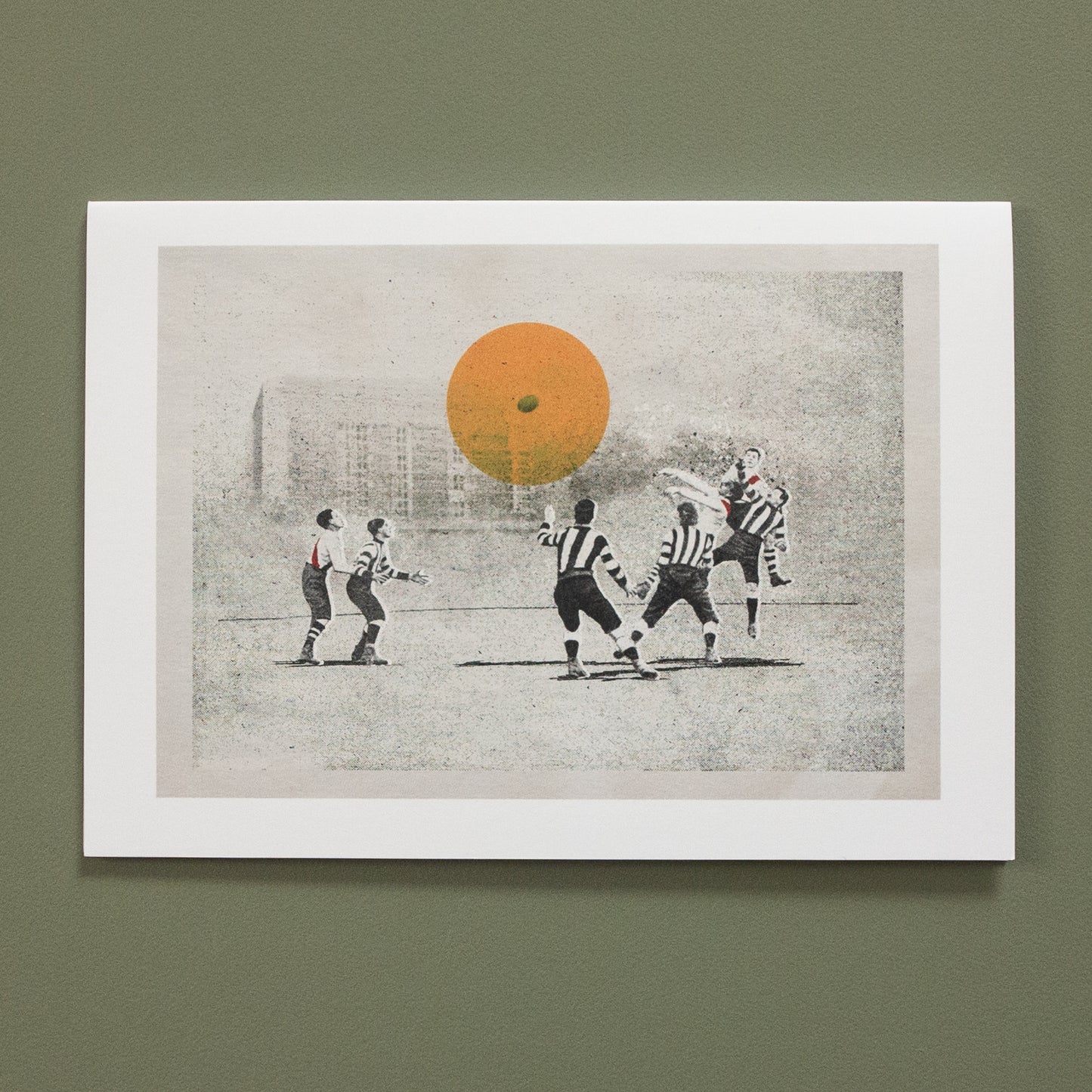 At the Contest footy greeting card by Fisher Classics featuring Australian rules football artwork.