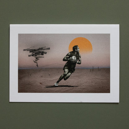 Eddie’s Journey footy greeting card by Fisher Classics featuring football artwork.