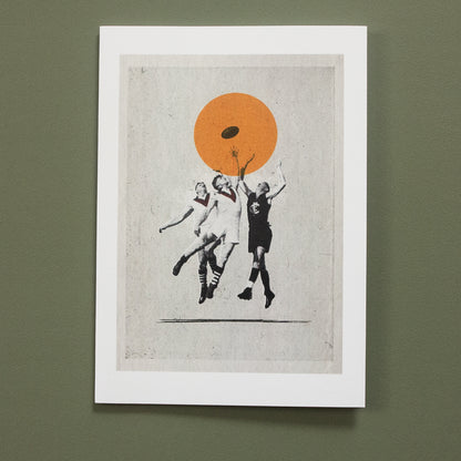 Reach football greeting card by Fisher Classics featuring a high-mark inspired artwork.