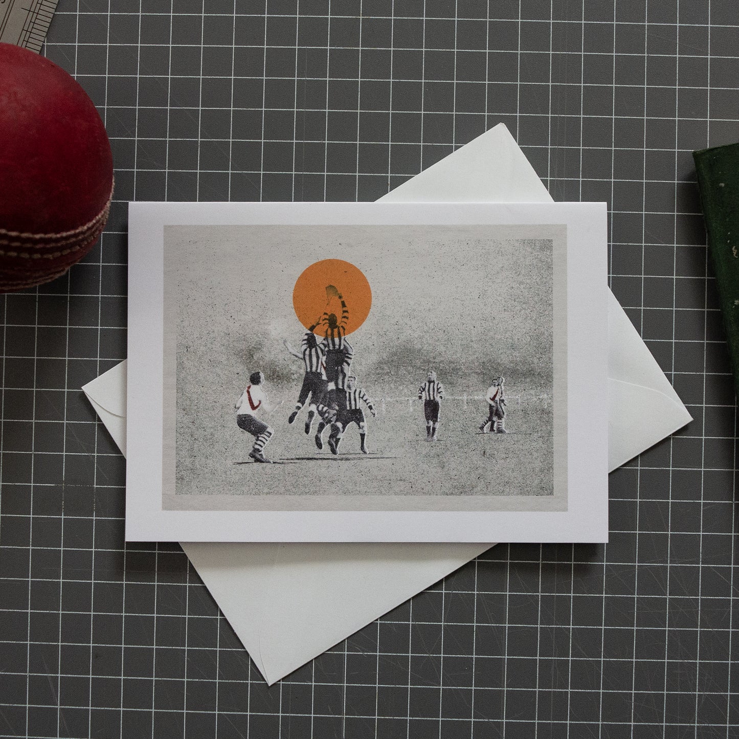 The Aerialists football greeting card with envelope by Fisher Classics.