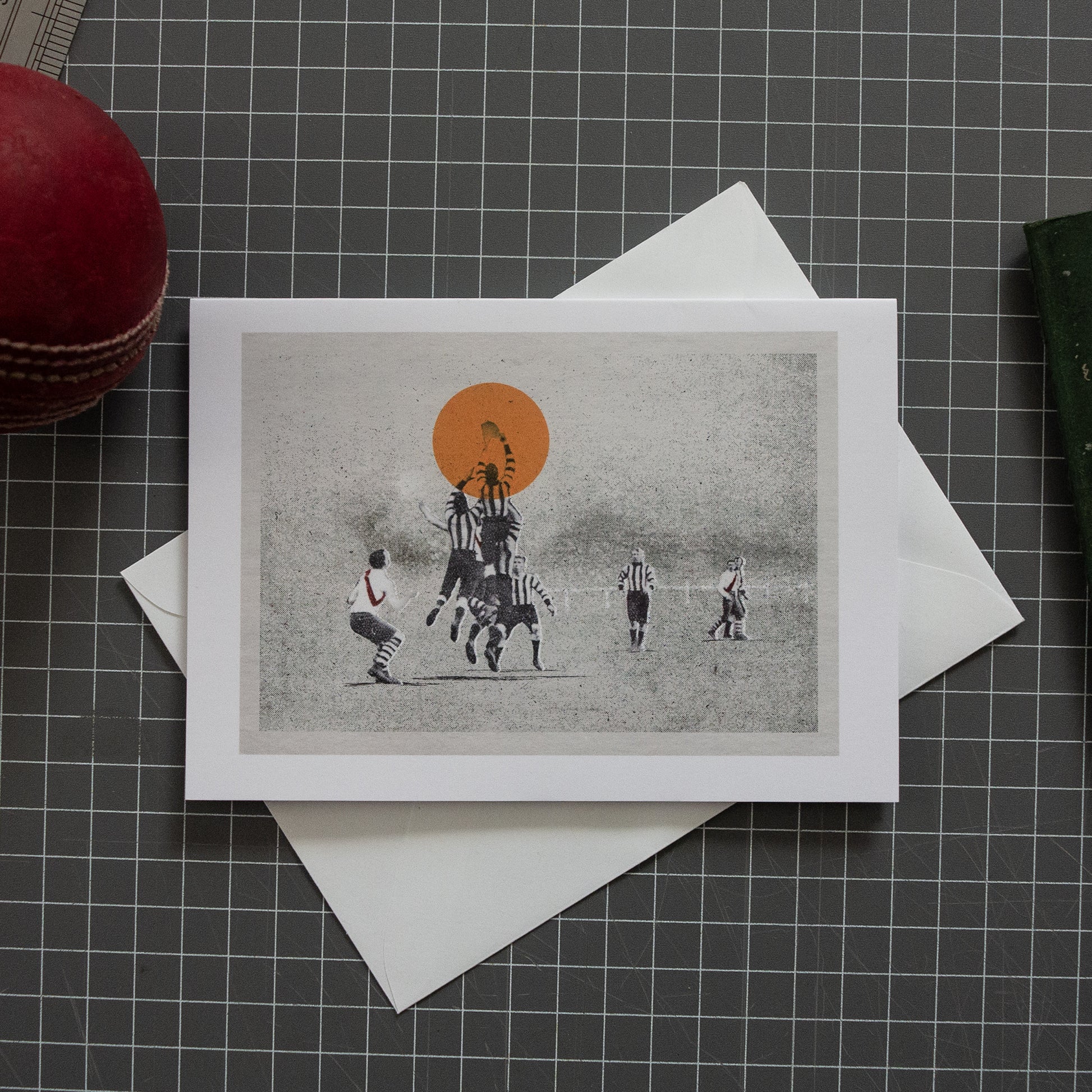 The Aerialists football greeting card with envelope by Fisher Classics.