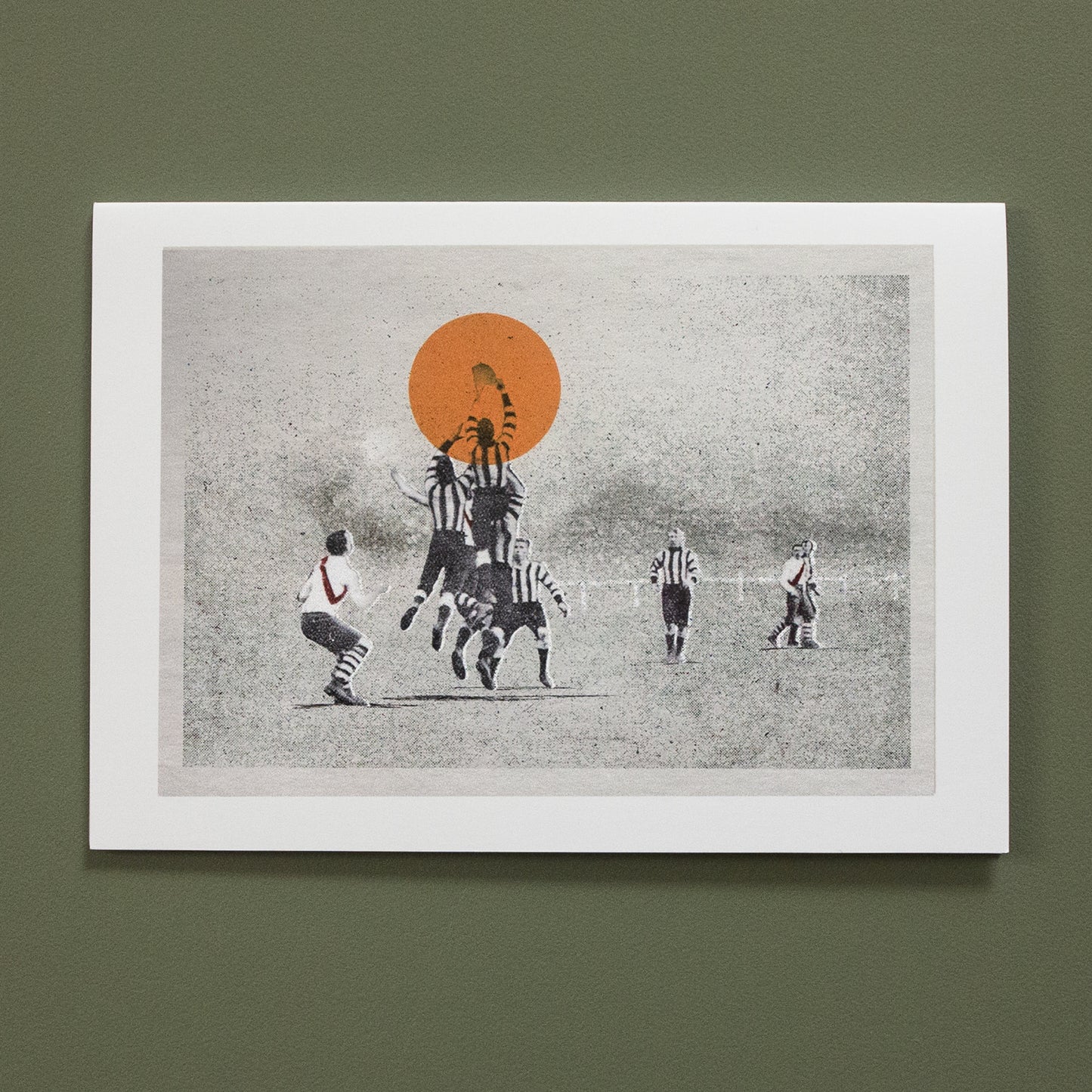 The Aerialists footy greeting card by Fisher Classics featuring high mark football artwork