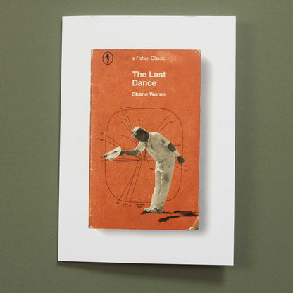 The Last Dance cricket greeting card by Fisher Classics featuring Shane Warne-inspired artwork.