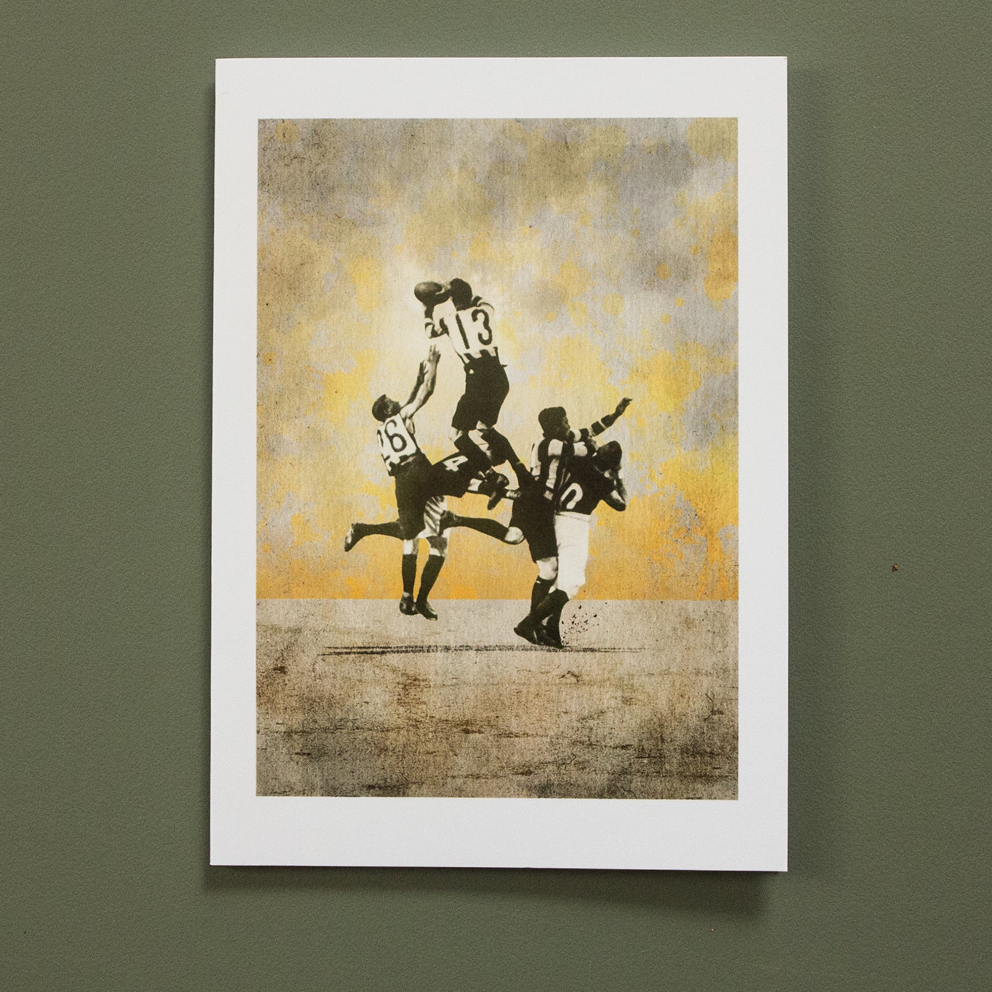 The Leap at Victoria Park footy greeting card by Fisher Classics.