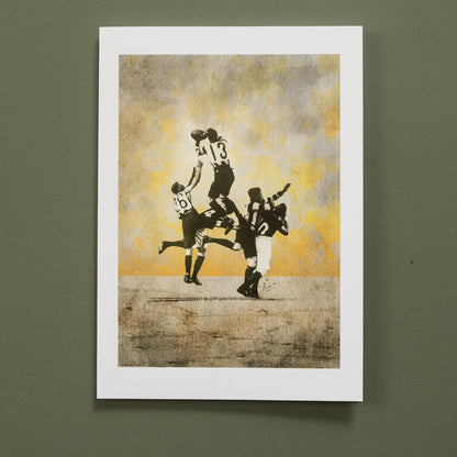 The Leap at Victoria Park footy greeting card by Fisher Classics.