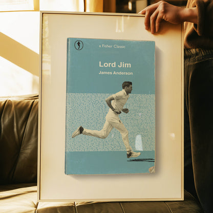 Close-up of vintage-style James Anderson artwork ‚ handcrafted sports print