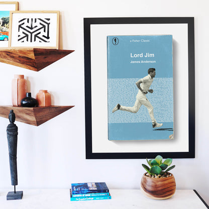 James Anderson cricket print styled inside a cool man cave space