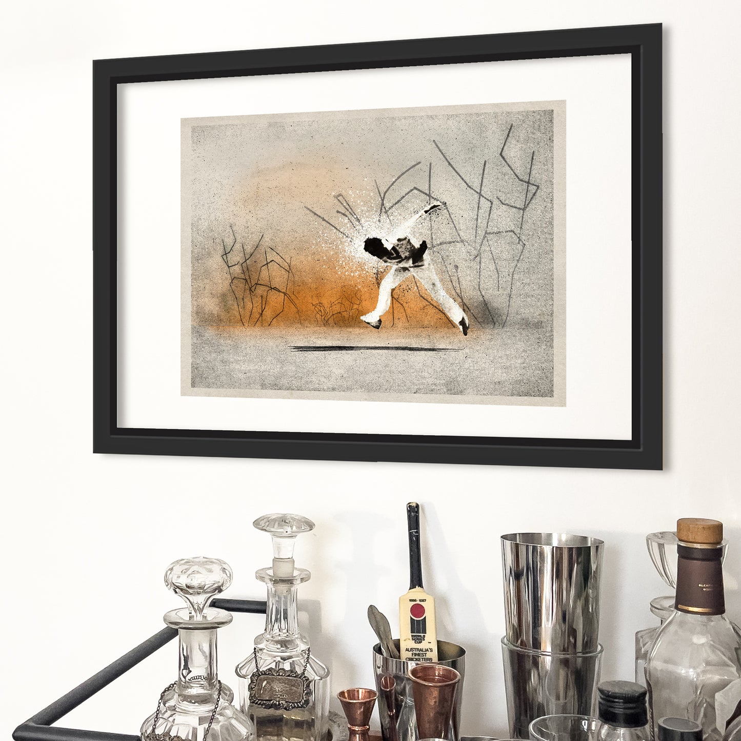 Framed artwork of Making of a Fast Bowler – perfect for a cool man cave