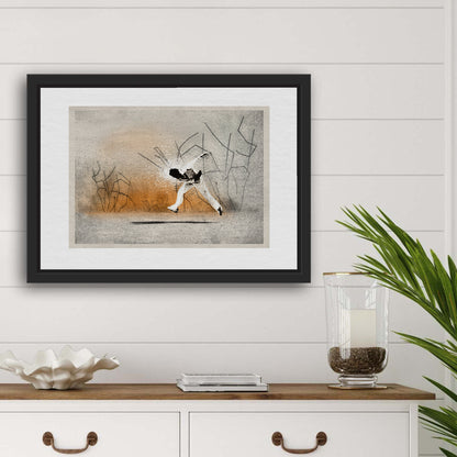Making of a Fast Bowler print in bold display frame – elevate your prints shop collection